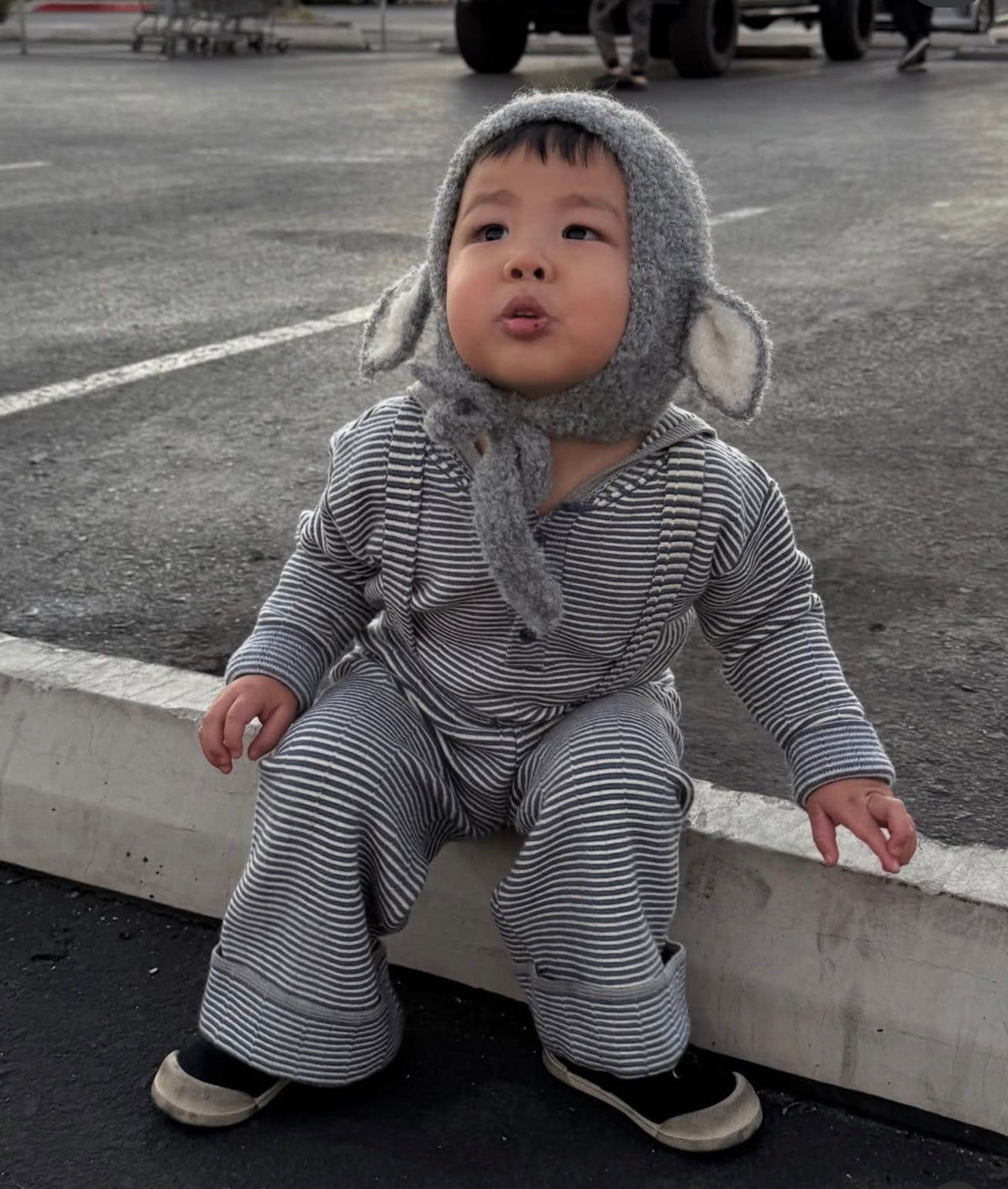 Bouclé Lamb hat - grey*