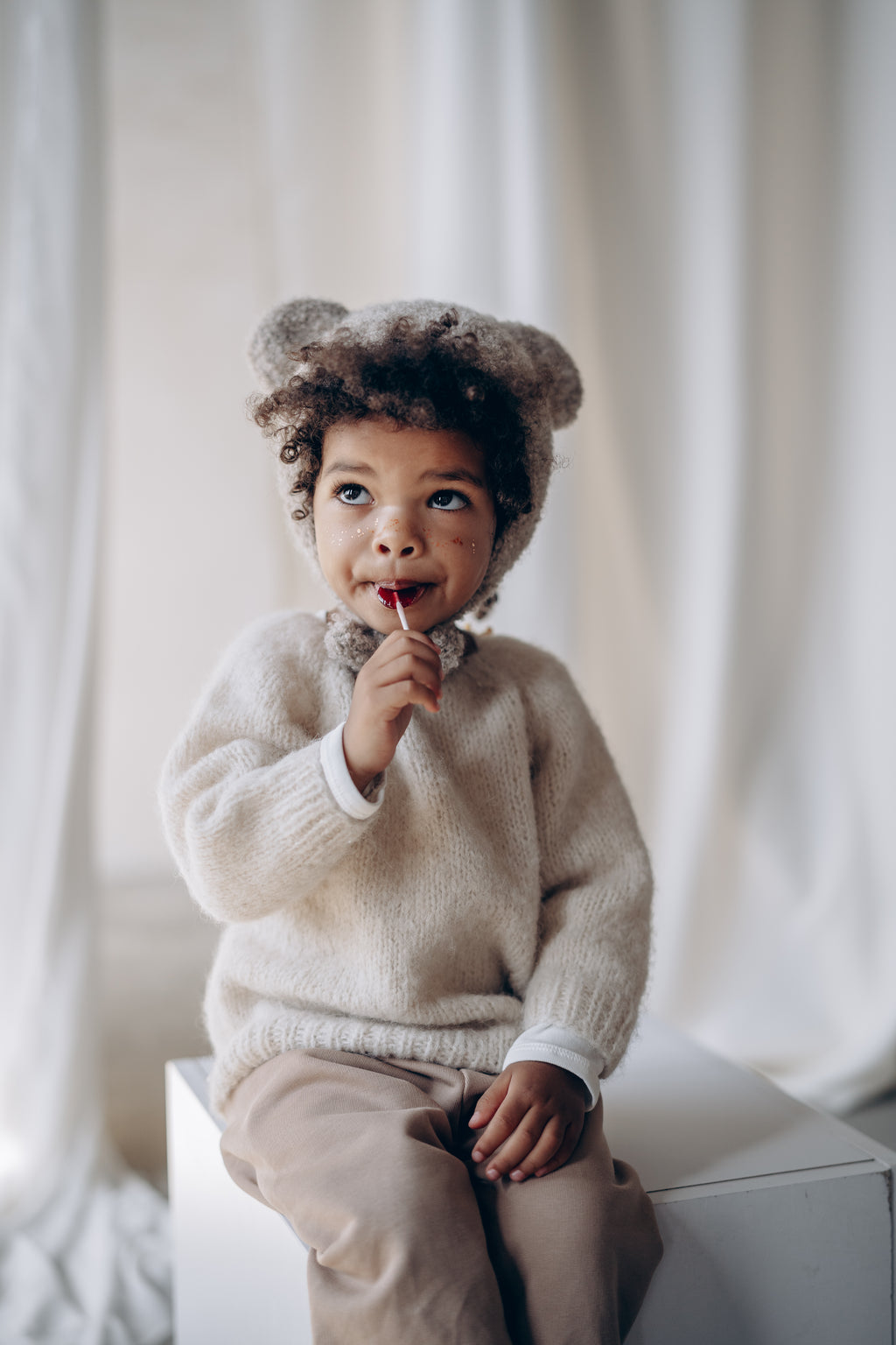 Bouclé Bear hat - beige*