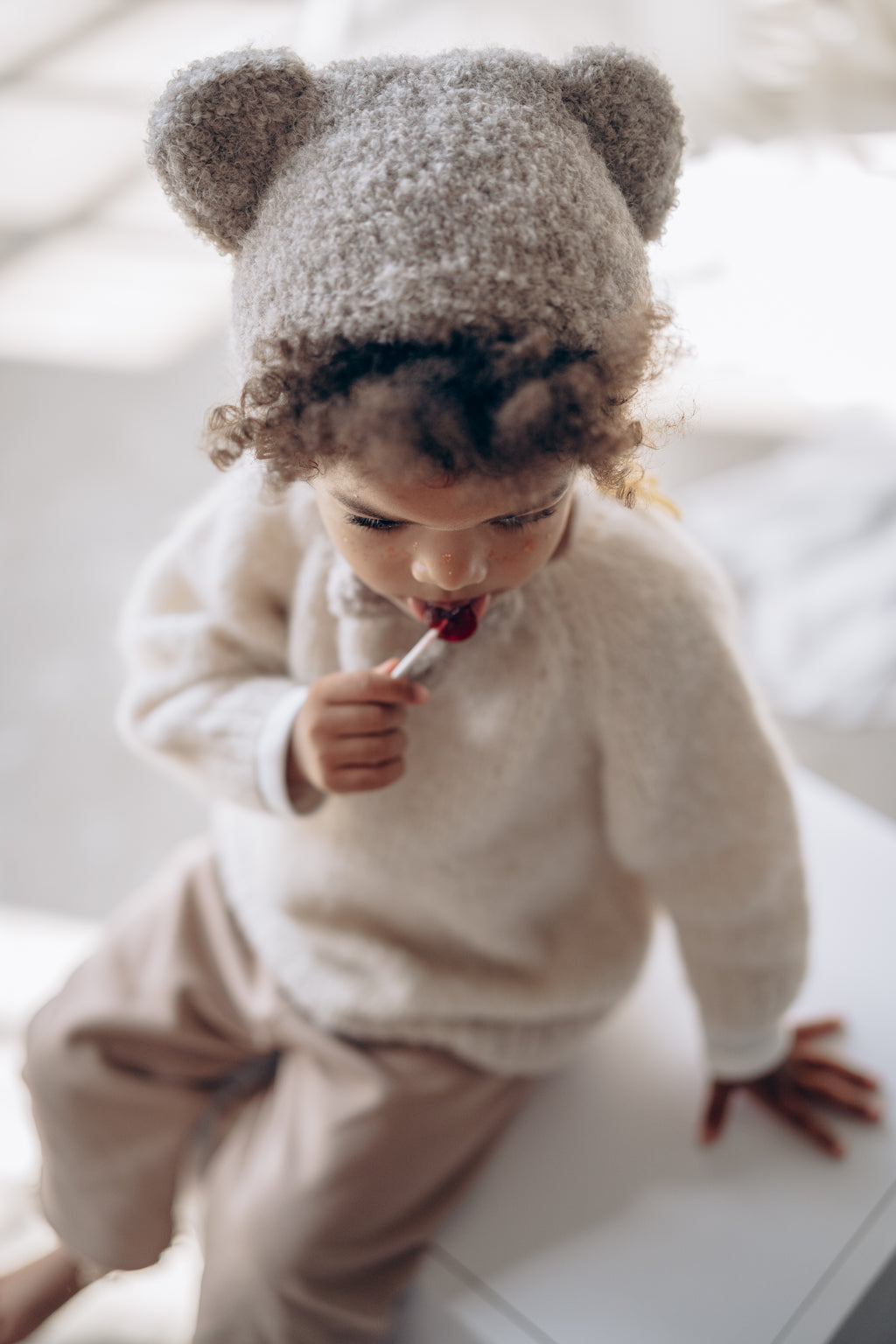 Bouclé Bear hat - beige*