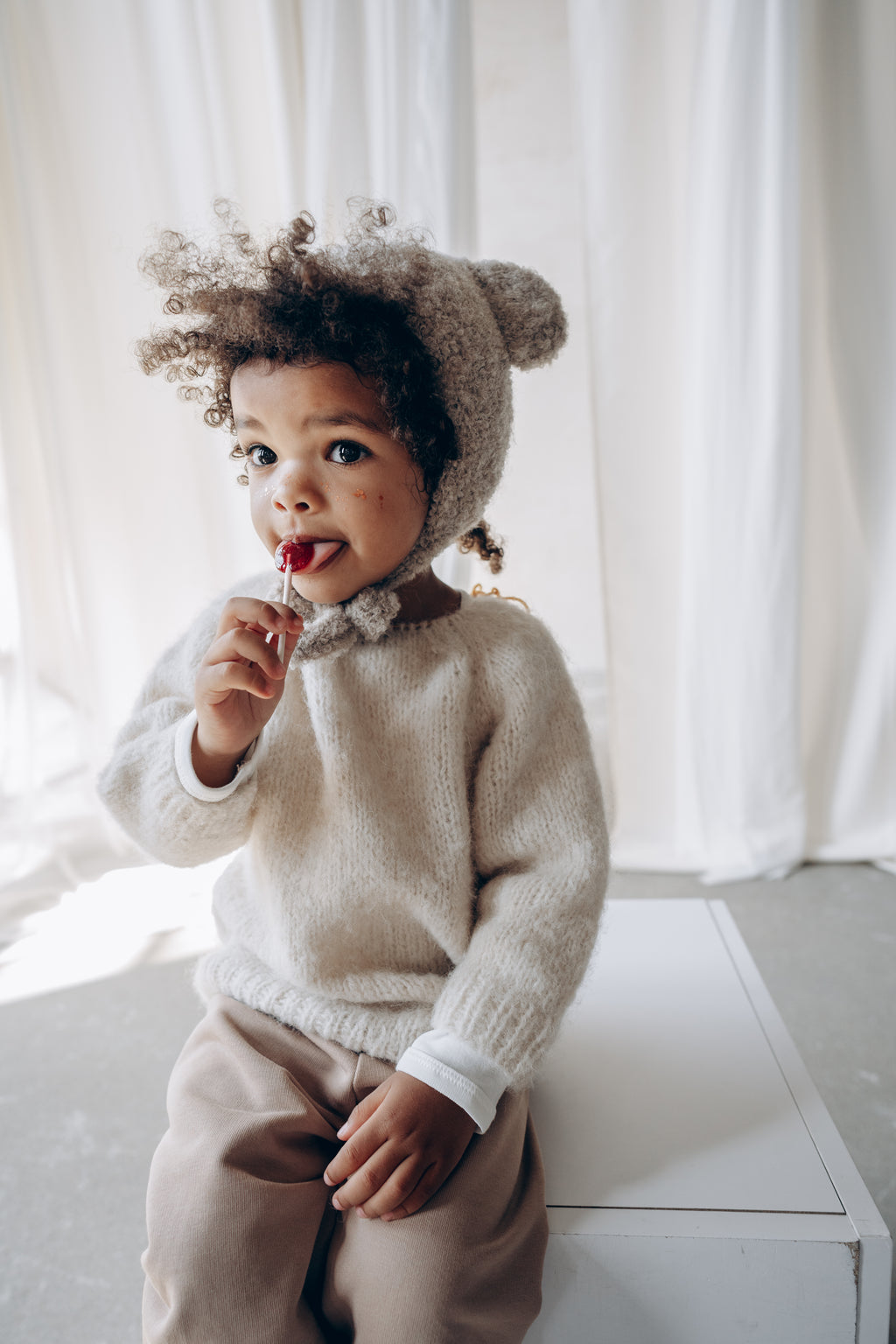 Bouclé Bear hat - beige*