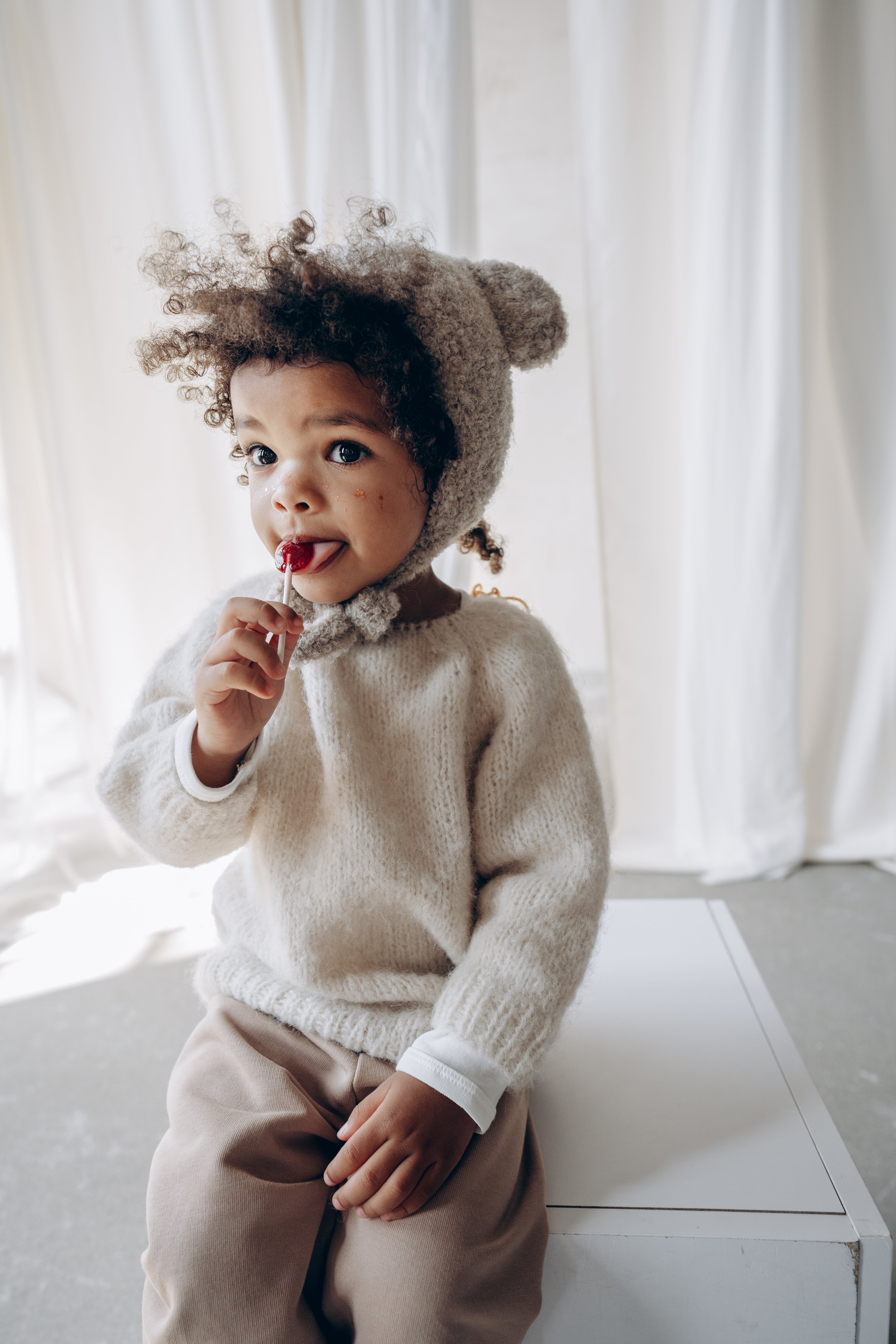 Bouclé Bear hat - beige*