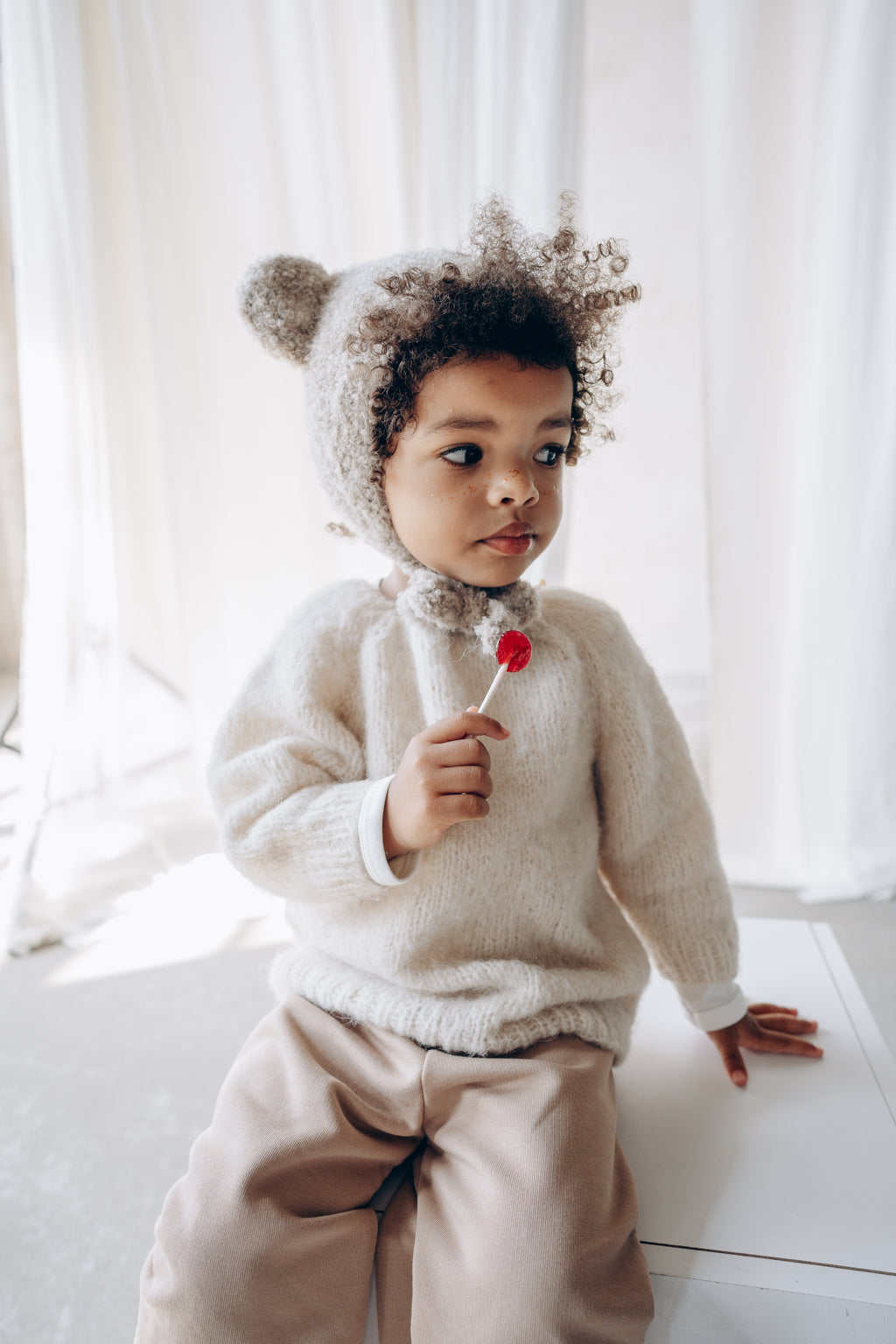 Bouclé Bear hat - beige*