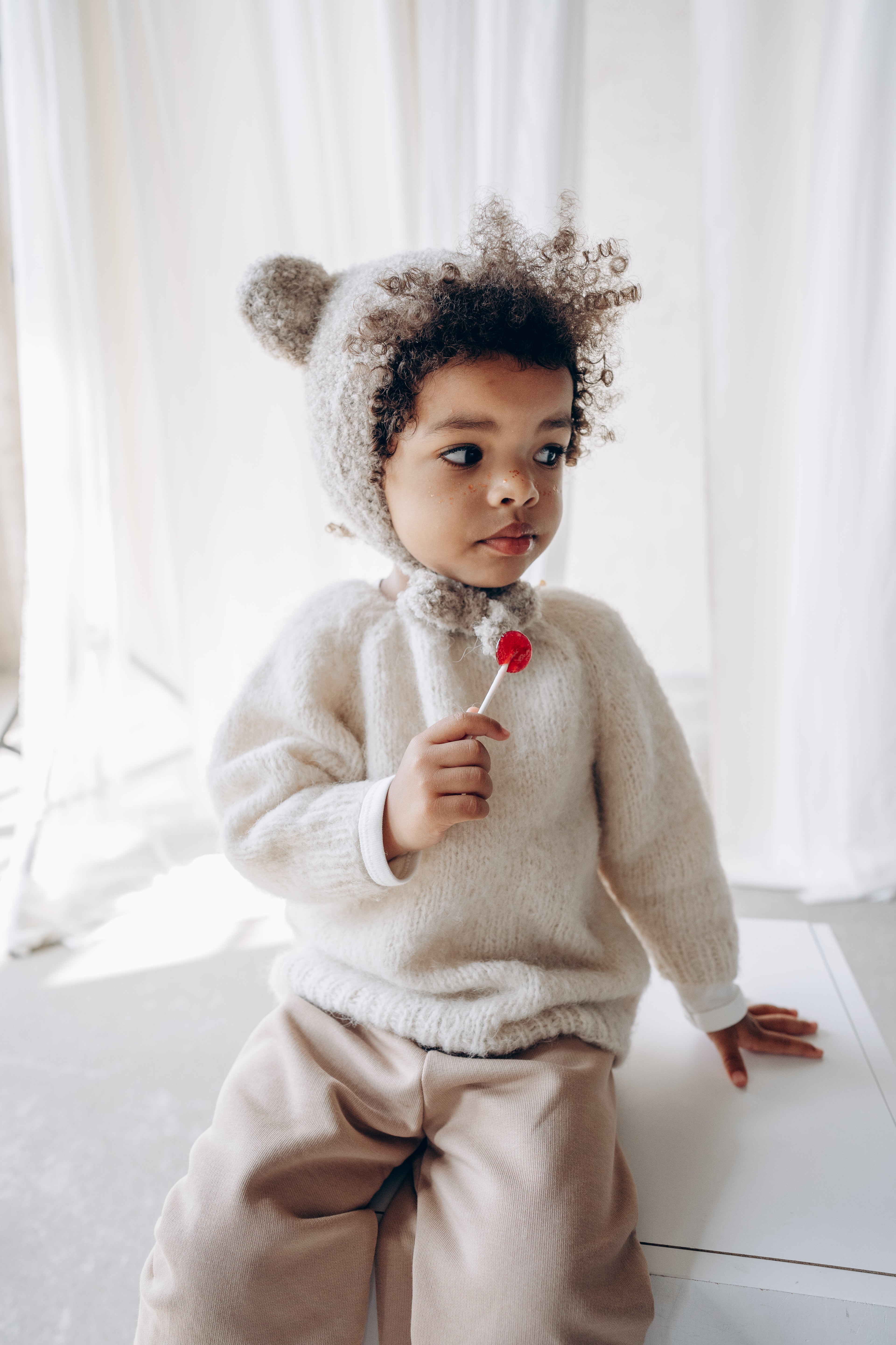 Bouclé Bear hat - beige*