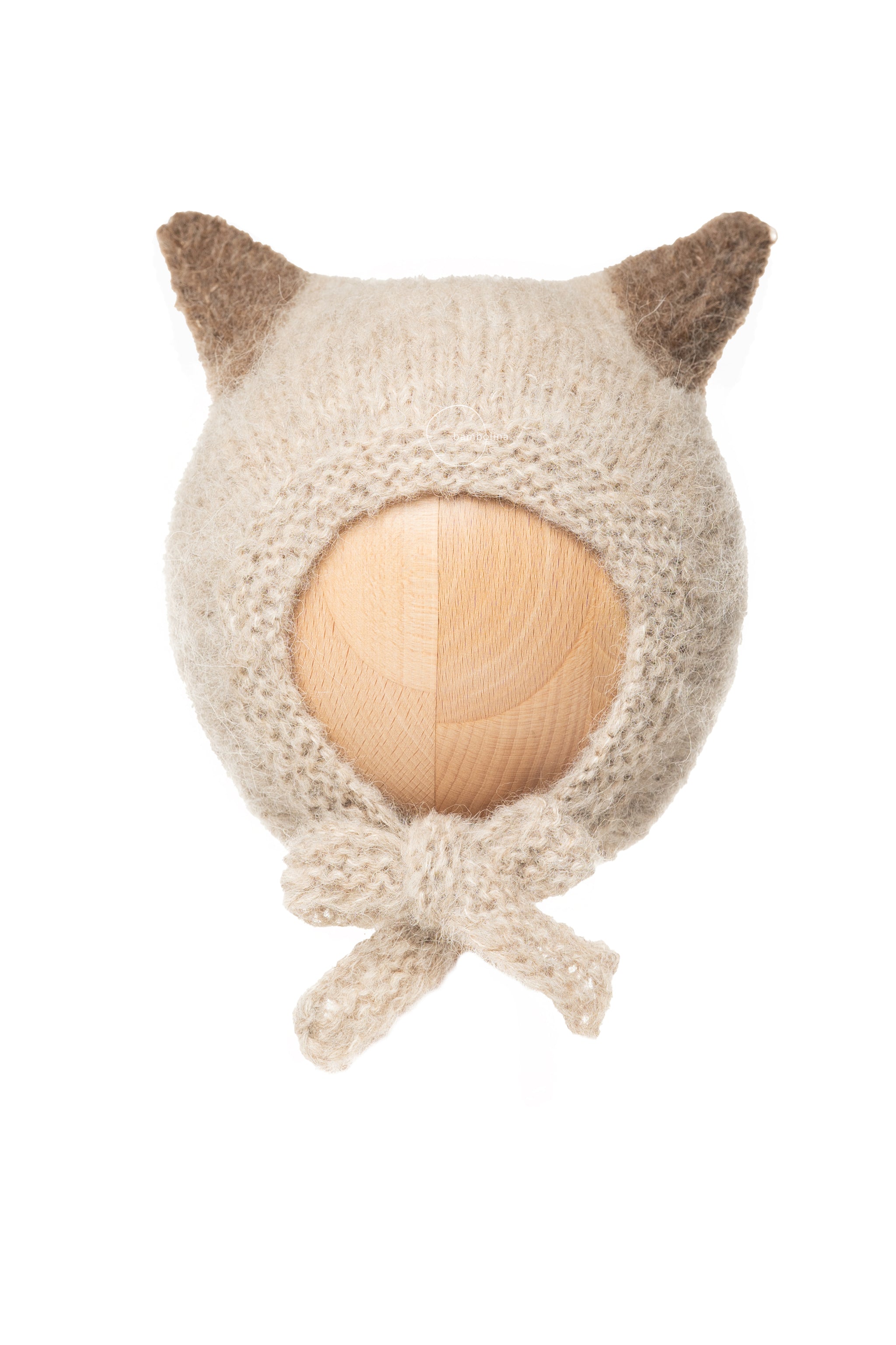 Czapka z uszami kota - double kitty hat - beige brown – Bambolina